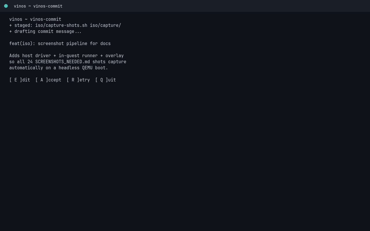 vinos-commit interactive prompt