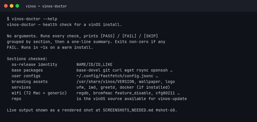 vinos-doctor --help output